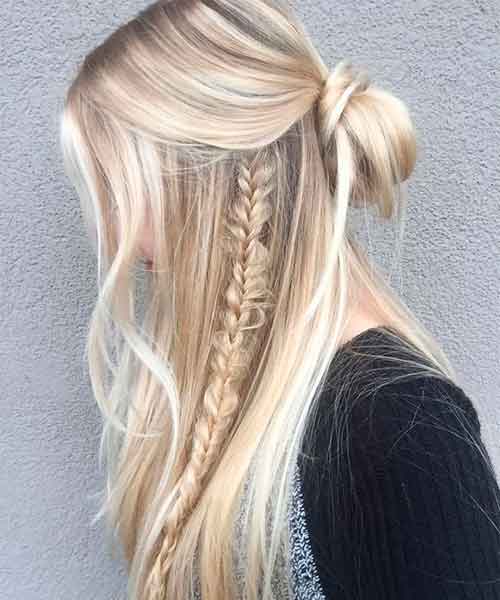 Peinado ideal para fiesta con trenzas y un moño