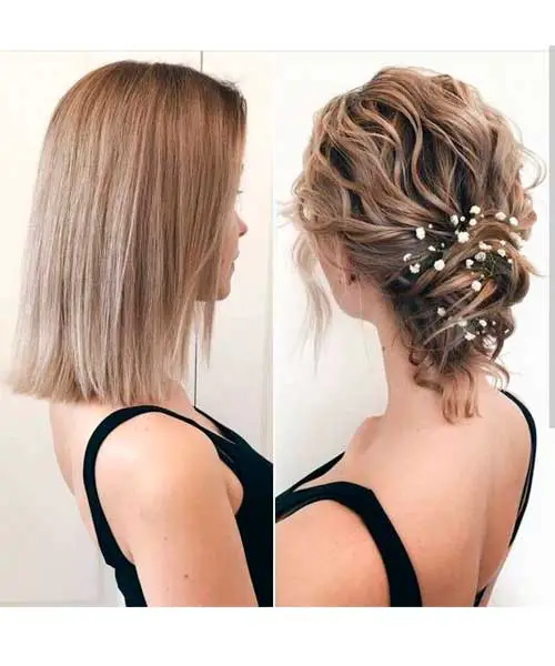 Antes y después de un hacerse un peinado elegante