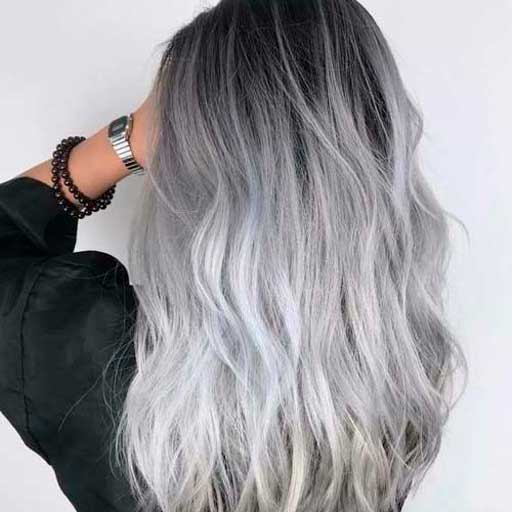 Cabello con ondas de color gris