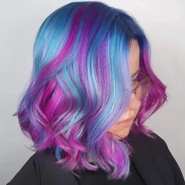 Color de cabello Galaxy brillante estilo Bob