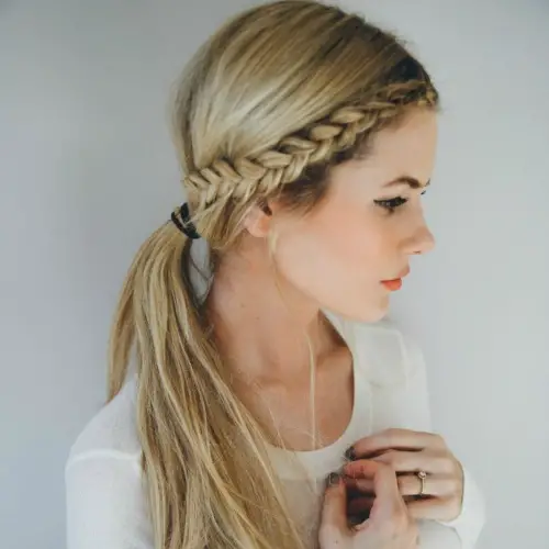 Crown Braid and Low Ponytail Easy Hairstyles for School