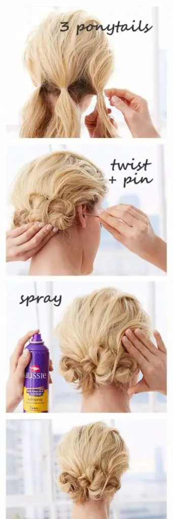Easy Triple Twist Bun para cabello medio 