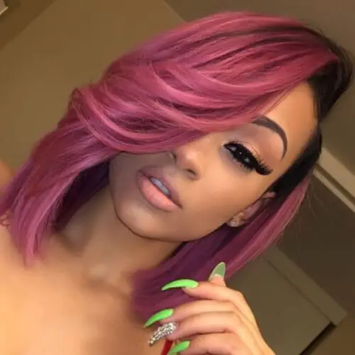 Peinado femenino rosa bob