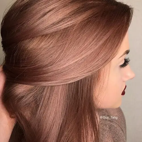 cabello rosa ceniza bronce metalizado