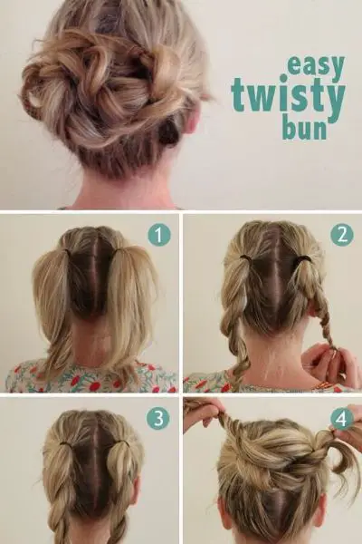 Super Easy Twisty Bun para cabello de longitud media