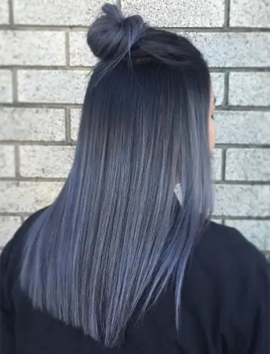 pelo de invierno azul ahumado y gris